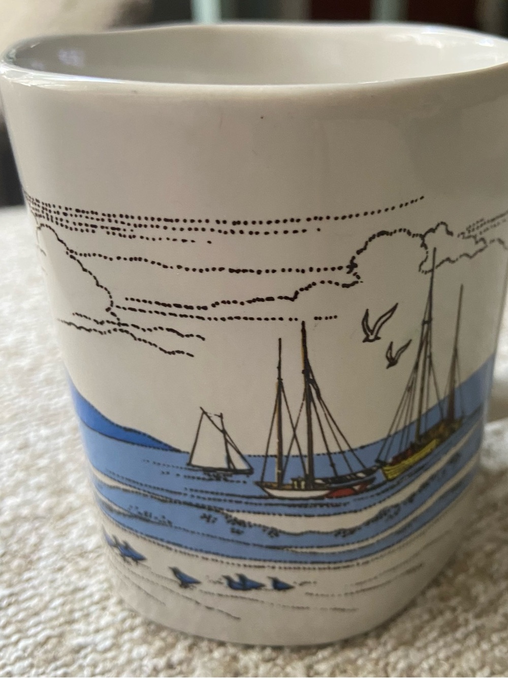 Vintage Otagiri Nautical Ships Seagulls Ceramic Summertime Coffee Mug